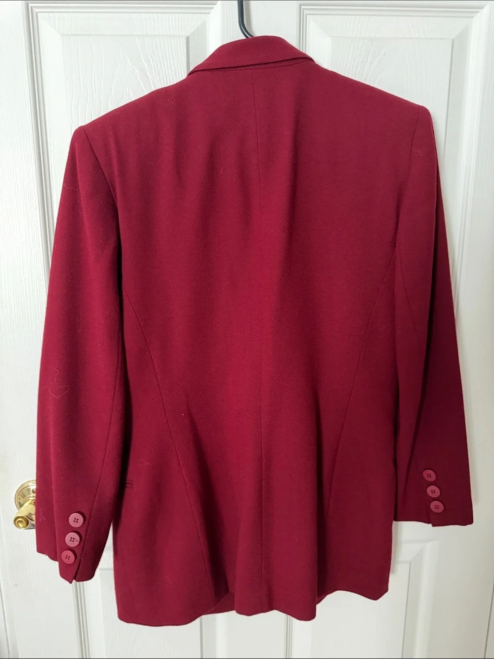 Vintage Dior Women's Tailored Jacket in Deep Red size 4 double breasted